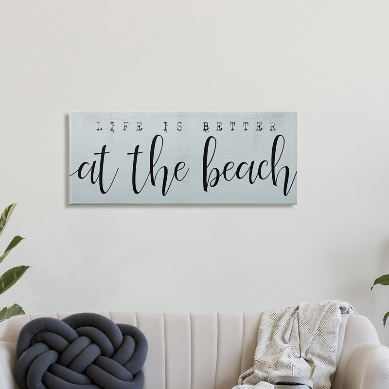 «Life's Better At Beach», bleu nautique doux, Toile tendue, H 20 po x l 48 po