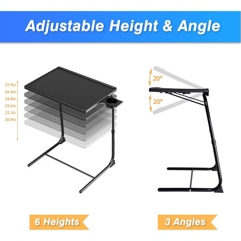 Tray Table, TV Dinner Tray For Eating 2 Pack, Adjustab...