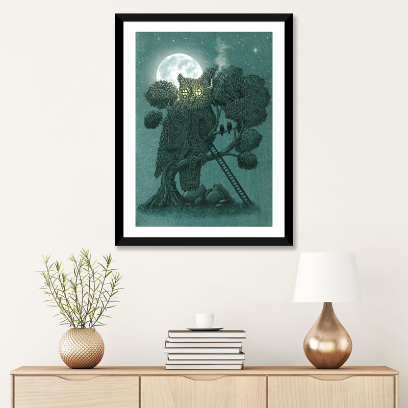 «Night Watch» par Terry Fan - impression, H 32 po x l 24 po x P 1 po, Papier encadré noir, Blanc