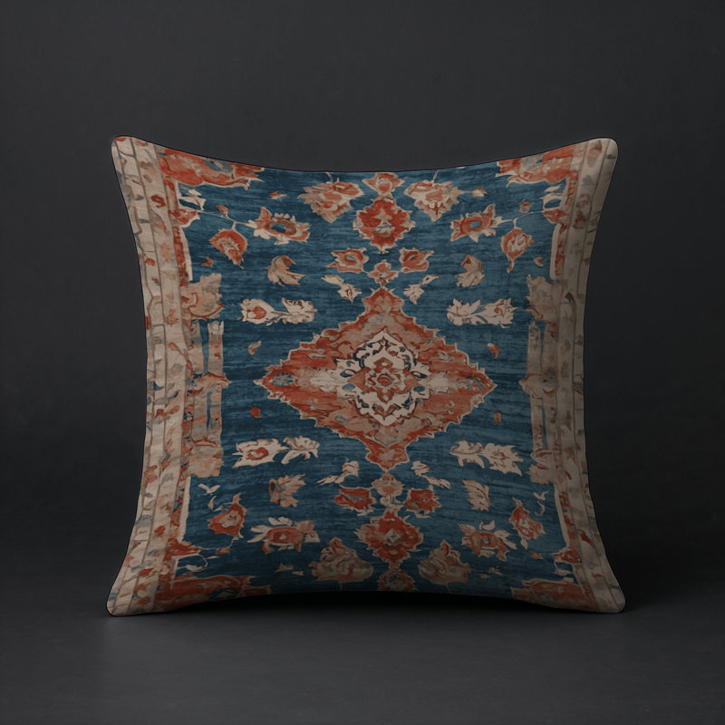 Coussin décoratif intérieur et extérieur Modern, Carré 18 po, Jaune / bleu oriental 2