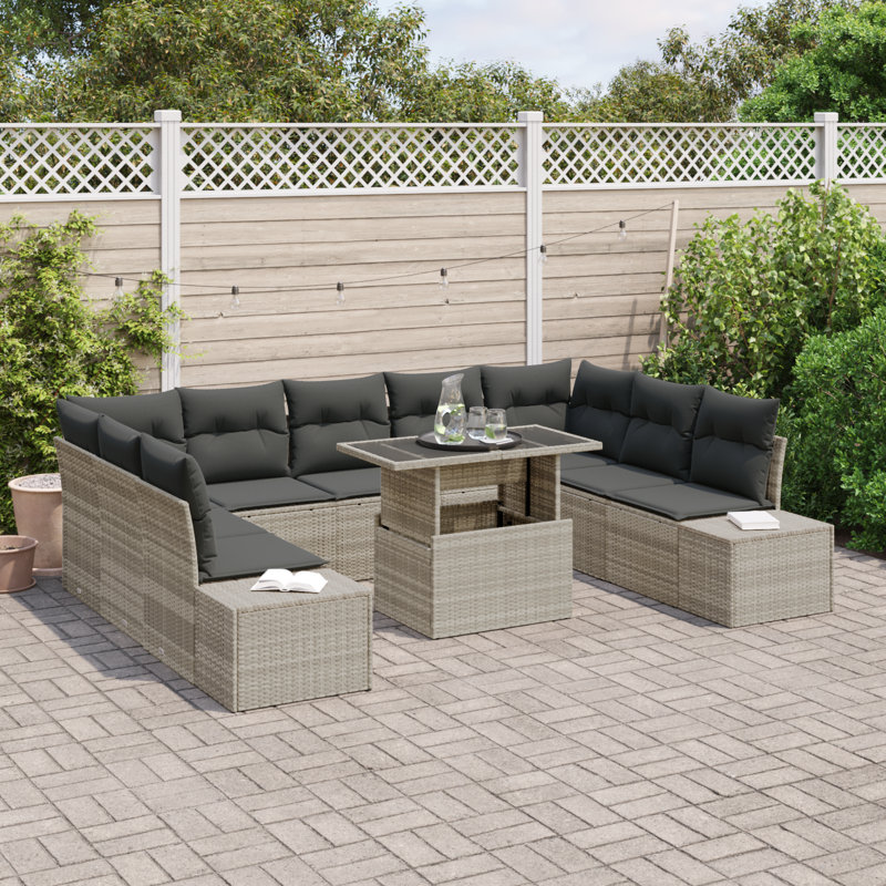 289cm Wide Patio Sofa with Cushions