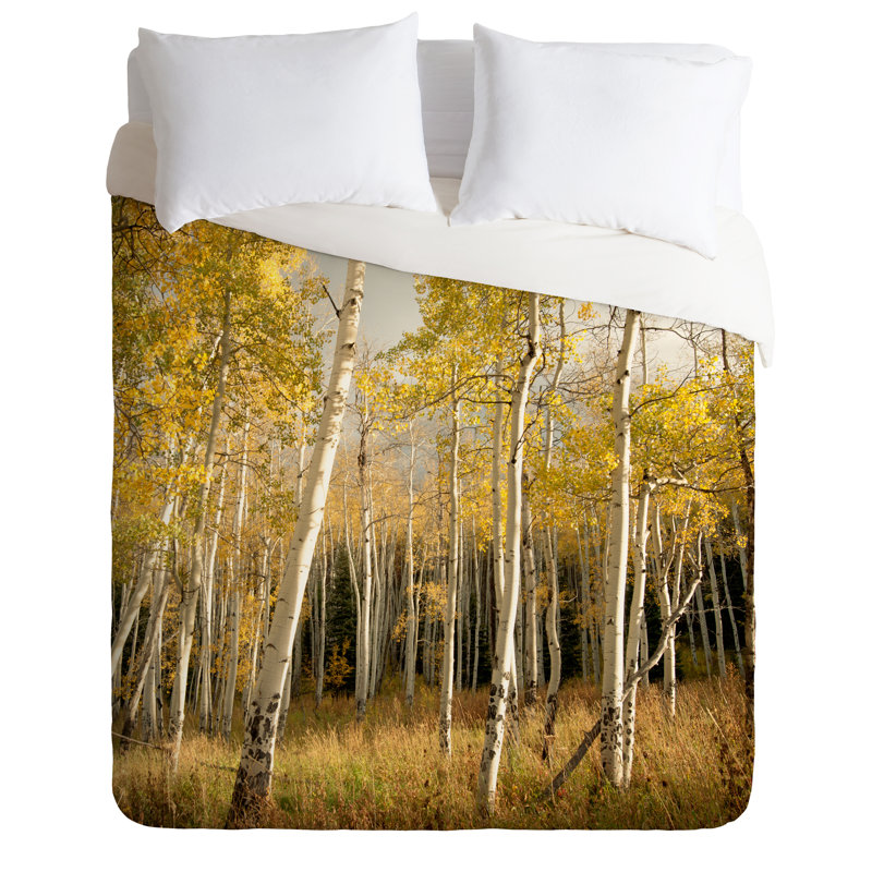 Ensemble de housse de couette Golden Aspen, Housse de couette pour grand lit et 2 taies décor