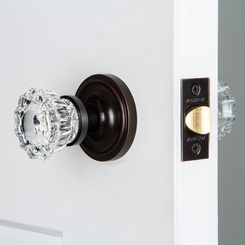 Classic Rosette with Crystal Door Knob, Timeless Bronze, 2.375"