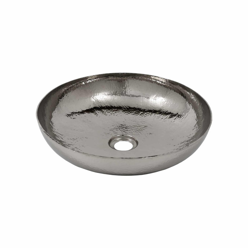 Lavabo de salle de bain vasque circulaire en cuivre Maestro, Nickel poli