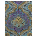 Galatea Wool Floral Area Rug in Blue/Purple