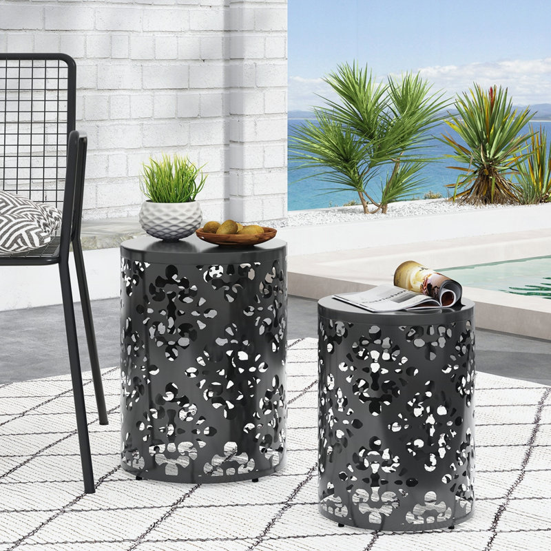 Metal Side Table(Set Of 2), Black