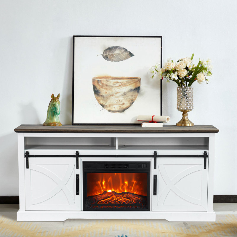 Patrizi 68" TV Stand With Electric Fireplace, Modern Entertainment Center, Media Console For TVs Up To 78", White
