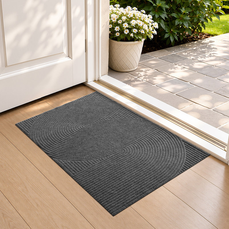 Non-Slip Low Profile Door Mat, 17" W x 30" L, Dark Gray