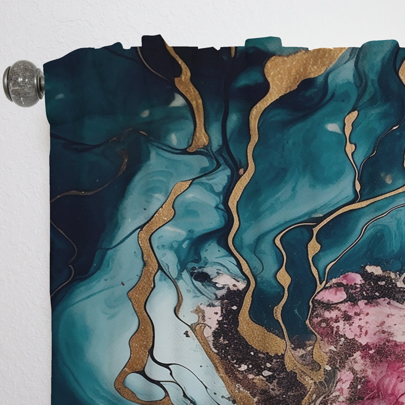 Geode II «Exploration des profondeurs de l'or rose» - Rideau en marbre - Velours obscurcissant - 1 panneau