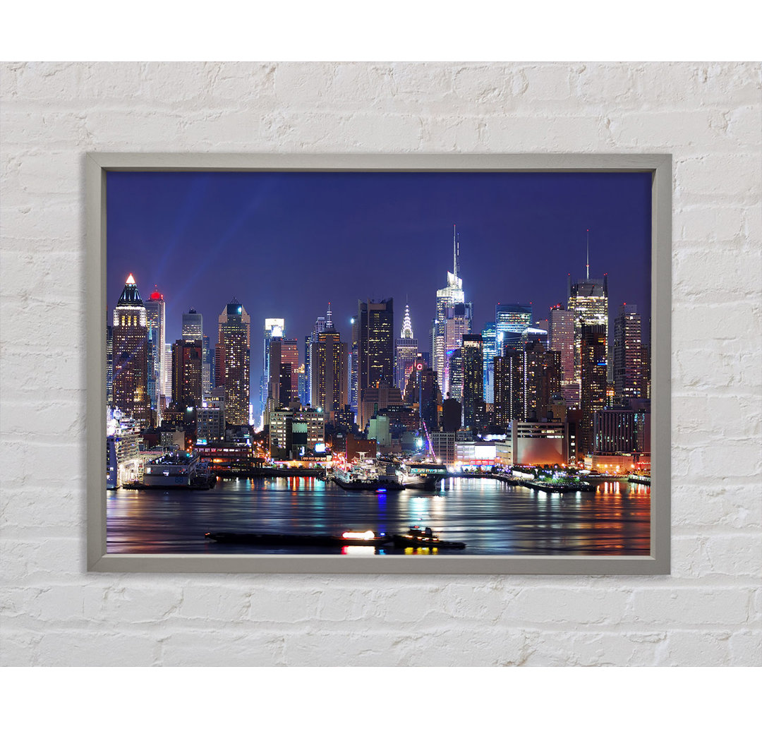 NYC Harbour At Night - Einzelbildrahmen Kunstdrucke auf Leinwand