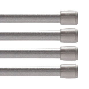  Spring Tension Rod, 18-28" or 28-48" Adjustable Length, 7/16" Diameter Steel Tube, 4-Pack