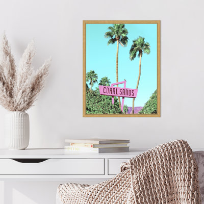 Coral Sands Vintage Motel Sign by Wrobel Framed Canvas Wall Art Print