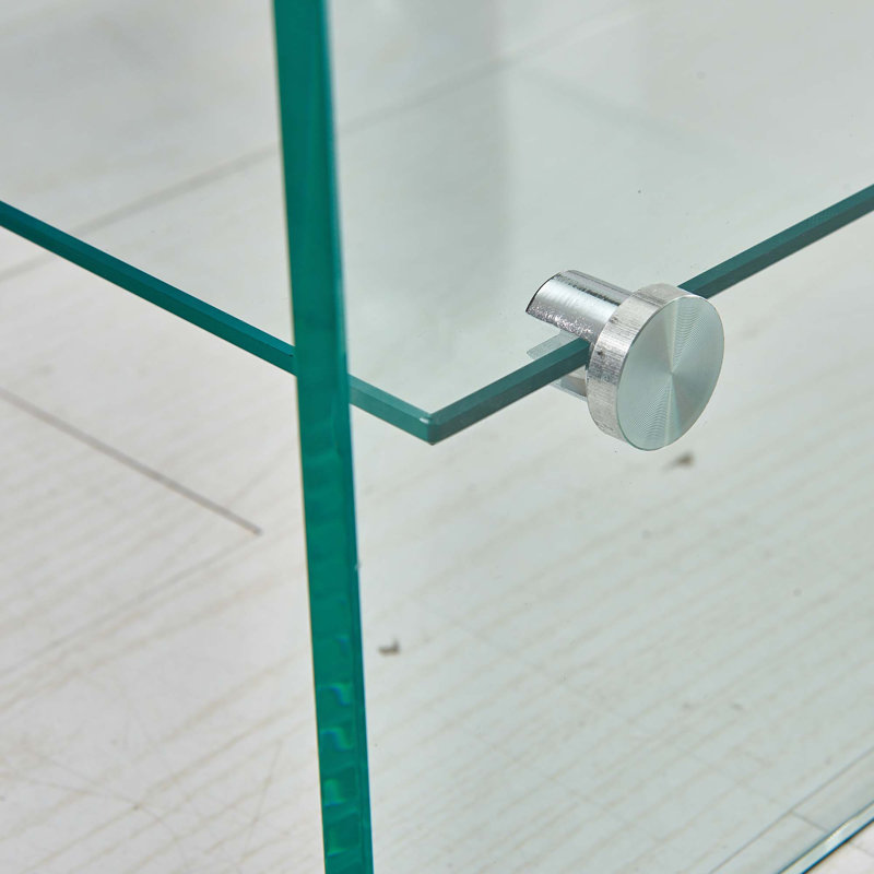 Glass Console Table, Transparent Tempered  Glass Console Table With Rounded Edges Desks, Sofa Table
