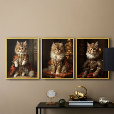 Ensemble de 3 reproductions de giclées encadrées, série royale L III - prêt à être accroché