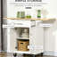 Îlot de cuisine mobile avec panneaux supérieurs pliants, tiroir, armoire, serviette, plateau en bois naturel, abattant blanc, chariot roulant, armoire à tiroirs,