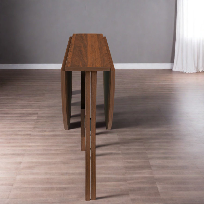 Space-saving Walnut Mdf Folding Dining Table, Modern Style For Small Kitchen