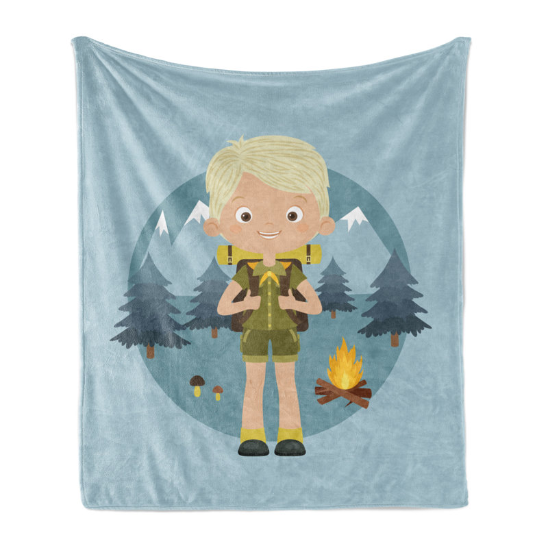 Ambesonne Explore Fleece Throw Blanket Forest Multicolor, 50" W x 70" L