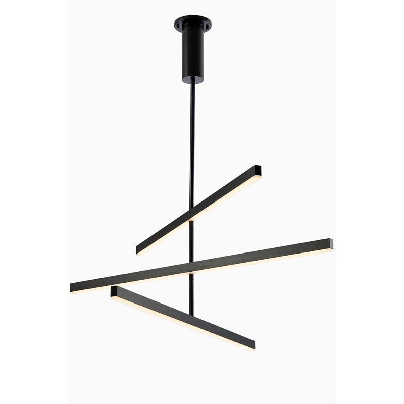 Burov 45-Inches Vega Chandelier Black Three Linear LED Integrated Adjustable