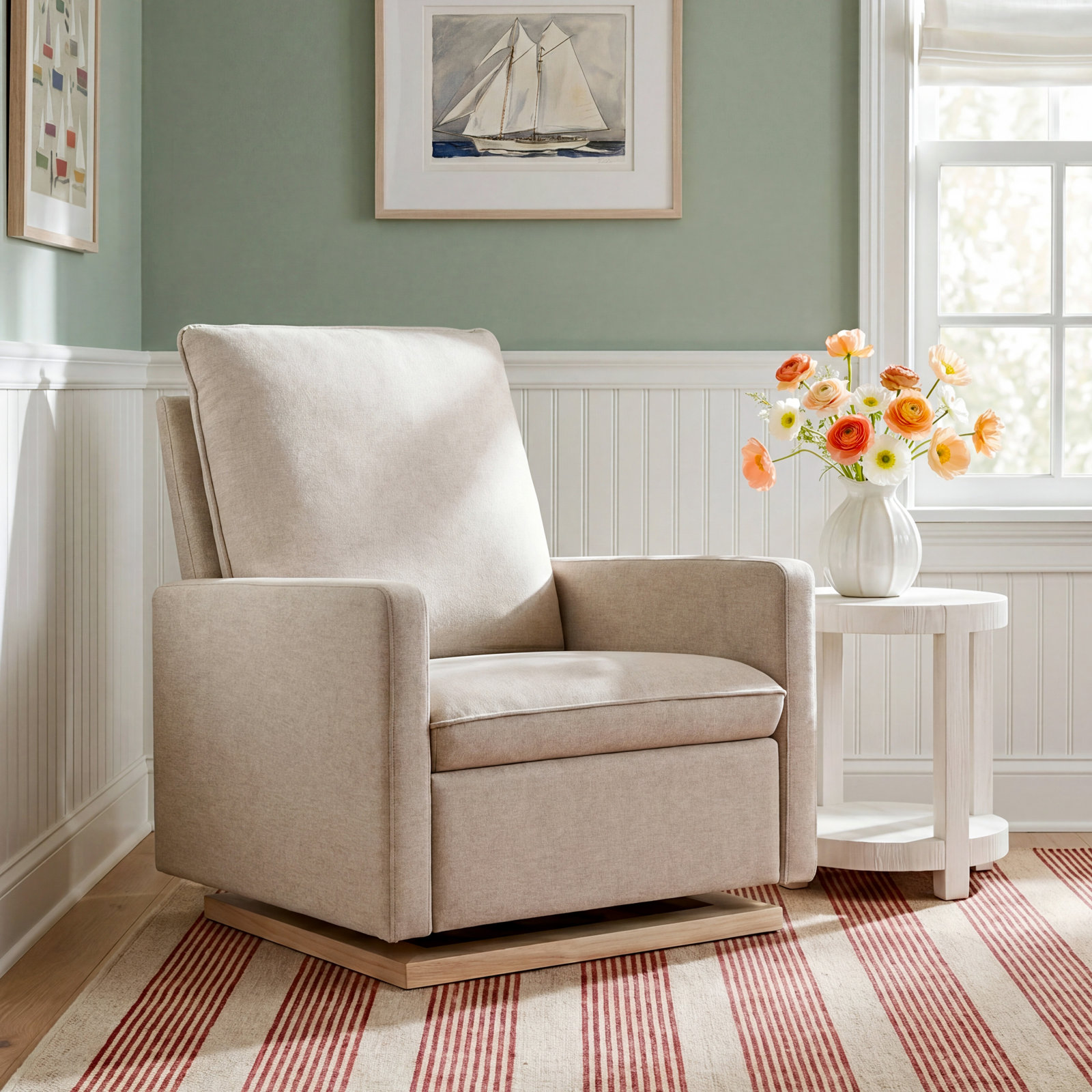 Cali Pillowback Chair and a Half Glider, Performance Cream