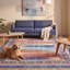 Tapis à rayures modernes Trellis, style moderne, bleu sarcelle, rose et crème, lavable à la machine, antidérapant, à poils courts, pour l'intérieur et l'extérieur, adapté aux animaux domestiques, idéal pour le salon, la chambre, la salle à manger, l'entrée, le couloir ou le bureau.-2051641509