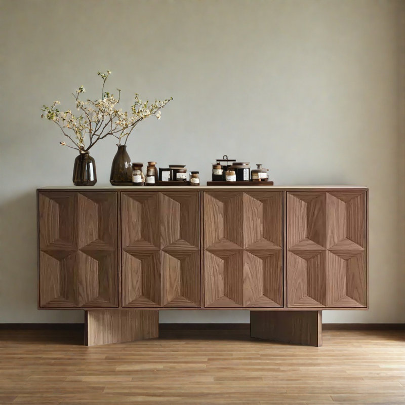 Buffet multifonctionnel haut de gamme, Noyer, H 34,25 po x l 47,24 po x P 15,75 po