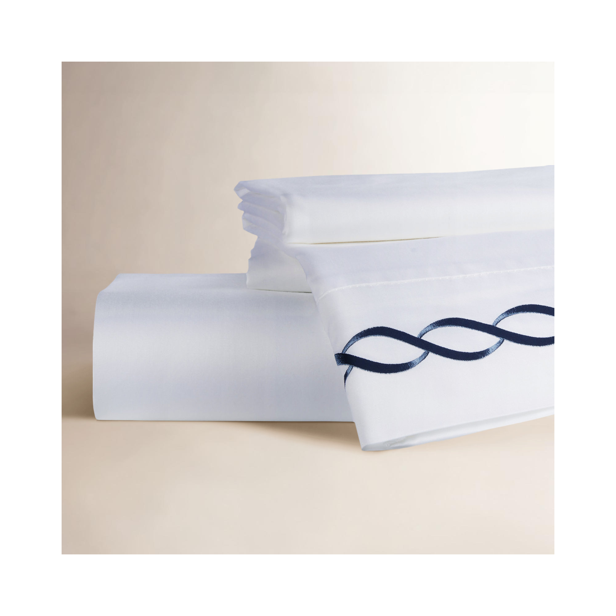 Barden Sateen Sheet Set, Navy/White, Twin Sheet Set with 1 Pillowcase