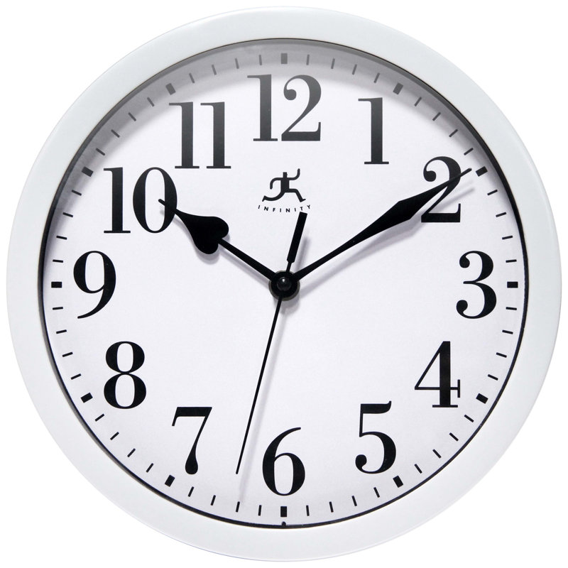 Classic Round Plastic Wall Clock 10-Inches, White