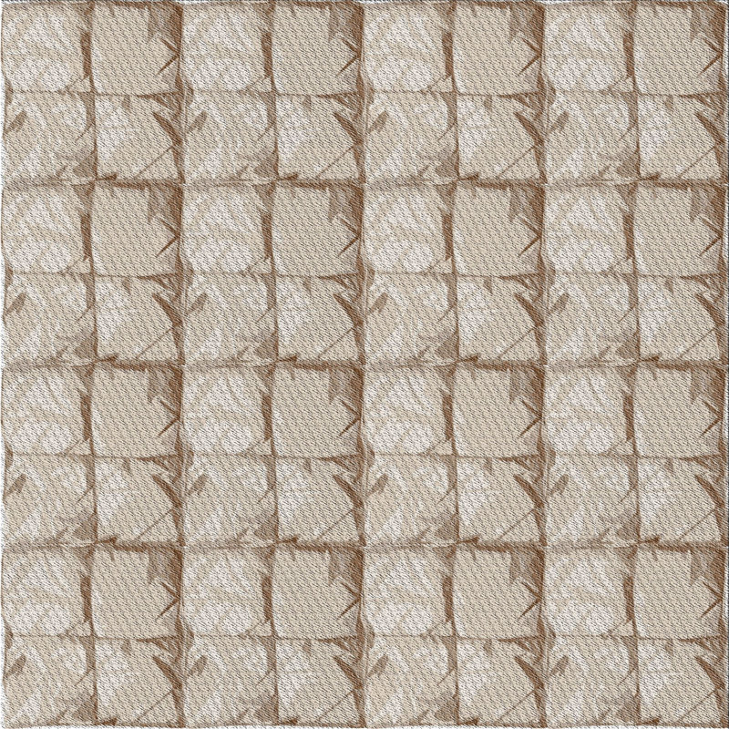 Tapis brun à motif géométrique, Carré 6 pi