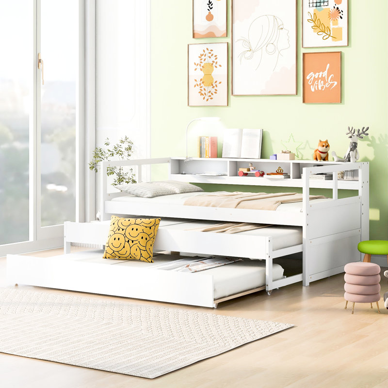 White Twin Xl Daybed, 2 Trundles, 3 Storage , & , Stable Wood Space Saving Strong