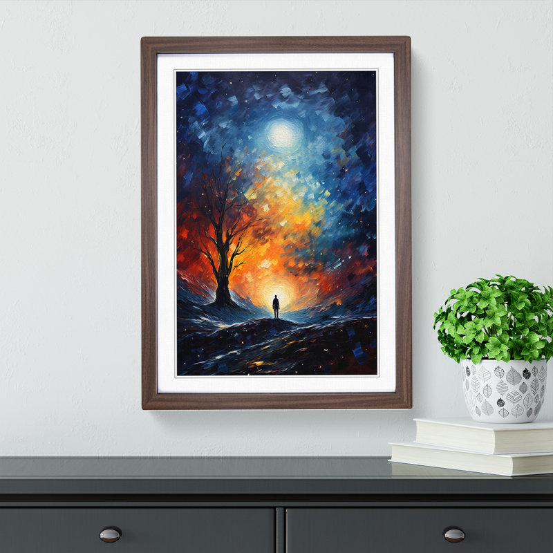 Single Picture Frame Print on Wood, 46cm H x 34cm W, Walnut Framed