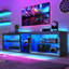 71'' Modern High-Gloss LED TV Stand for 75/80in TVs with Power Outlets, Adjustable Shelves, PS5 Compatible-1772602678-1785157576