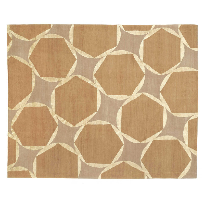 Tranquility Geometric Area Rug in Beige/Brown, Rectangle 6' x 9'