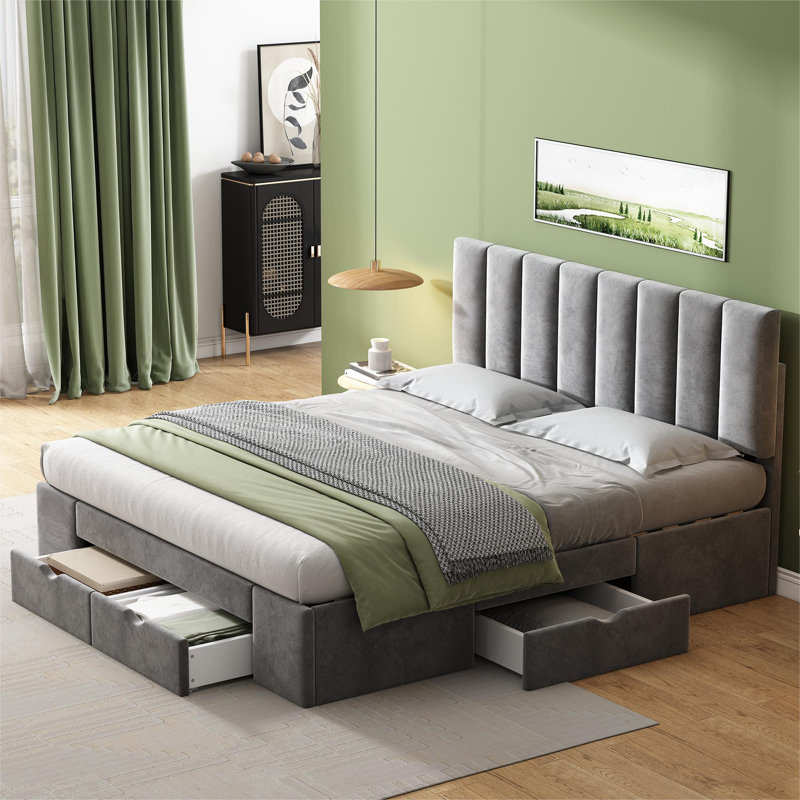 Ayvianna Upholstered Storage Bed, European Kingsize (160 x 200cm)