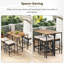 Ensemble 5 pièces de table de bar pliable en bois massif avec 4 tabourets et coussins moelleux, ensemble de bistro en osier de rotin PE