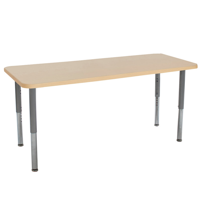 Table d'activité rectangulaire avec pieds réglables La Madera, 24 po x 72 po, Super, Grain d'érable / argent
