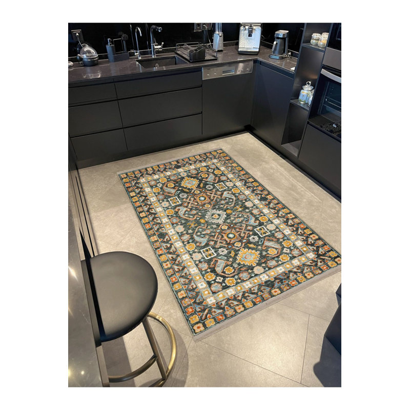 Multi Colour Mixed Shape Motif Pattern Creative Vintage Decorative Machine Washable Area Rug, Runner 3'3" x 9'10"