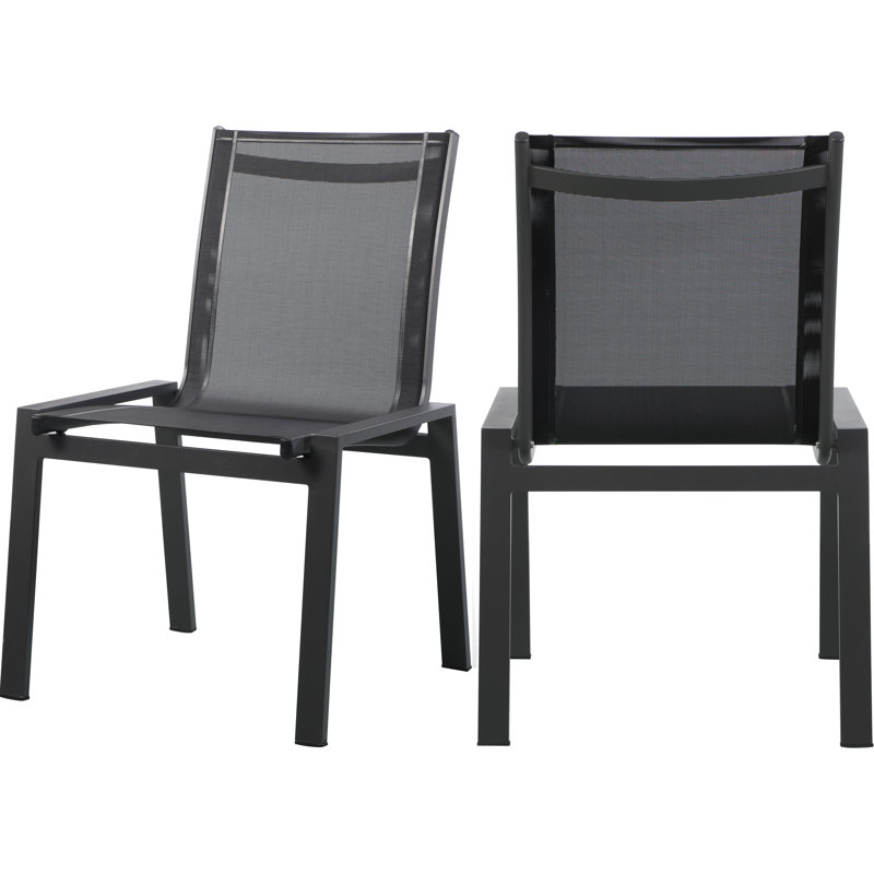 Chaise d'appoint de patio empilable Lajoy, Noir, Gris foncé