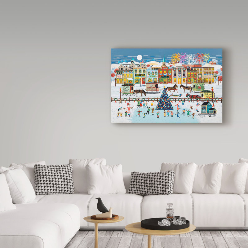 « winter fest », reproduction de peinture à l’acrylique sur toile tendue, H 12 po x l 19 po x P 2 po