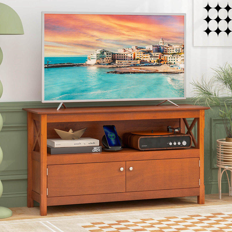 Lark Manor™ Free Standing Tv Cabinet Wooden Console Tv Media Entertainment, Brown