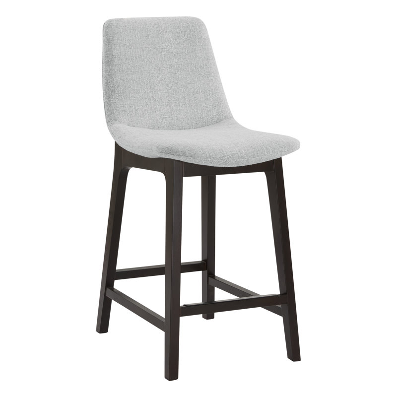 Upholstered Counter Stool with Solid Wood Legs, Gray, Counter Stool (26” Seat Height)