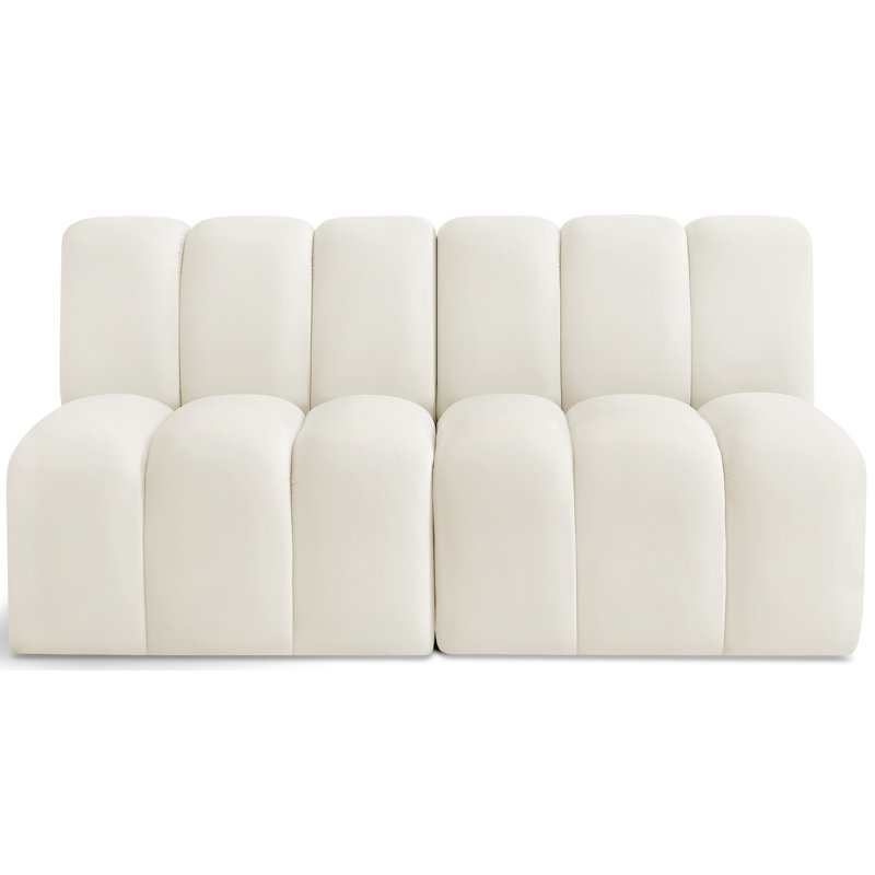 Hiral Upholstered Sectional Reversible, Cream Velvet