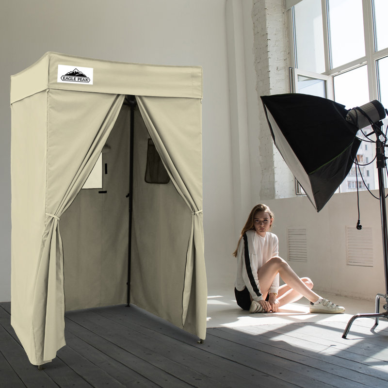 4" W x 4" D Steel Pop-Up Canopy Portable Privacy Dressing Room, Cream