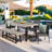 Nungesser 6 - Person Acacia Wicker Patio Dining Set with Rectangular Table