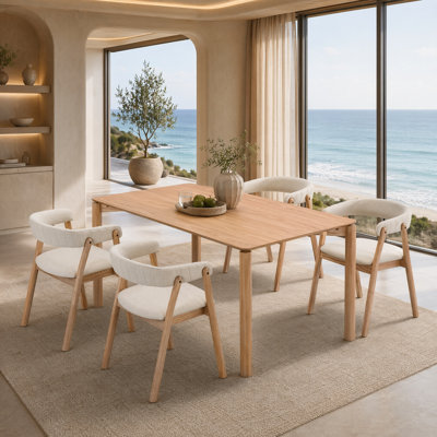 Solid Wood Dining Set with Upholstered Chairs