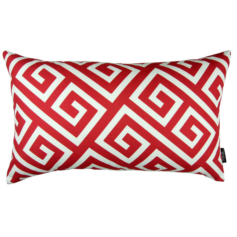 Coussin lombaire rouge à motif grec