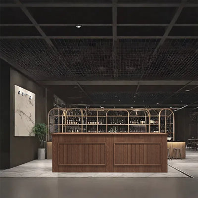 86.61-Inch Multifunctional Bar Cabinet with Stemware Rack, Lockable Drawer, Storage Shelves and Display by KPXU Bar Counter