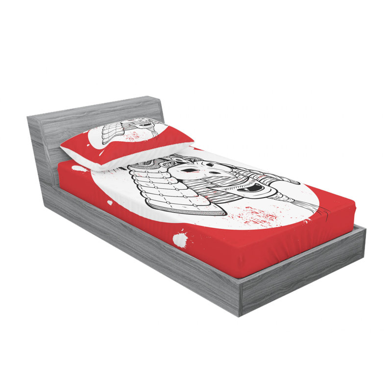 Ensemble de draps grunge teint ronin, Ensemble de draps pour lit simple TG avec drap-hou