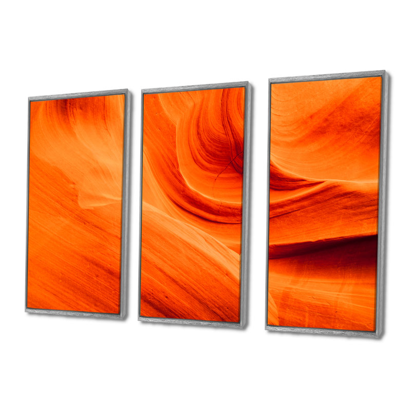 " Orange Upper Antelope Canyon " 3 - Pieces, 40" H x 60" W, Silver