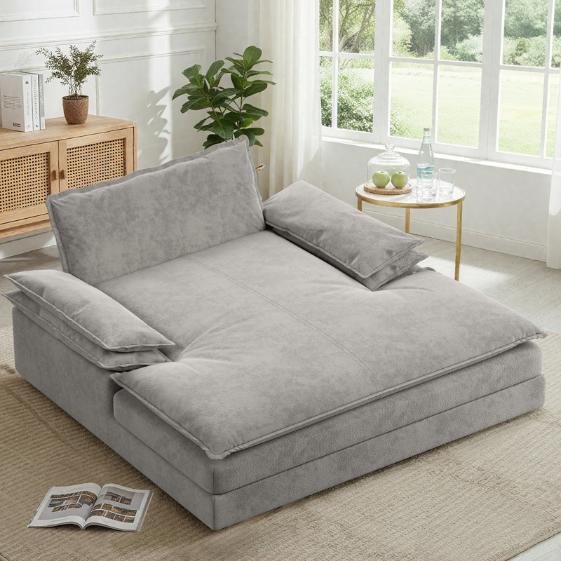 Chaise longue avec coussin moelleux et accoudoirs larges, Gris