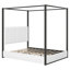 Lit plateforme à baldaquin en velours Alwyn Home l 63,4 po x P 83 po x H 77,7 po